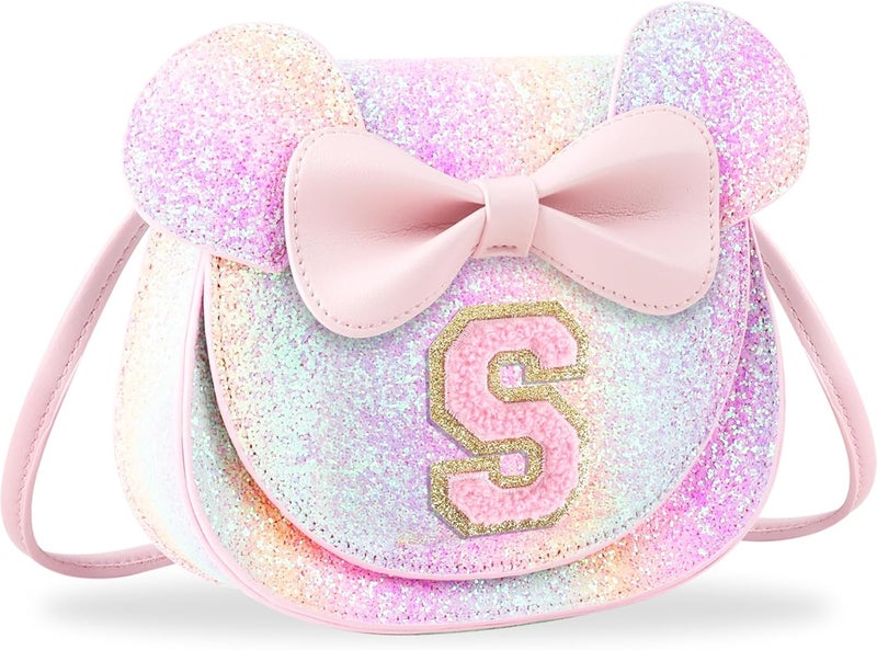 Iqimott Toddler Purse Girl Wallet for 2-10 Year Old Birthday Gift, Personalized Kids Little Mouse Ear Bow Crossbody Shoulder Purse - Image 1